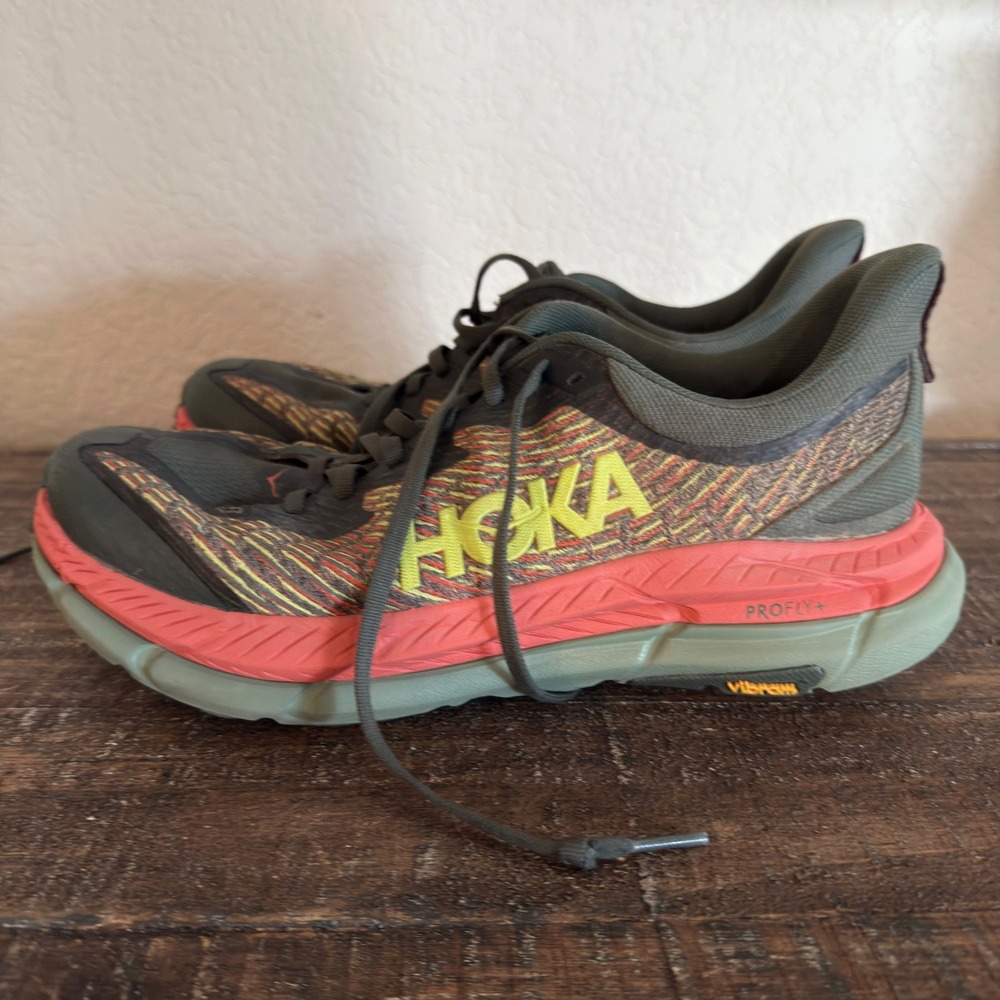 HOKA Mafate Speed 4 Size 8.5 Trail Running Shoes Thyme/Fiesta Color1129930 TFST